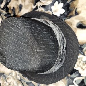 Black Pinstripe Fedora Hat